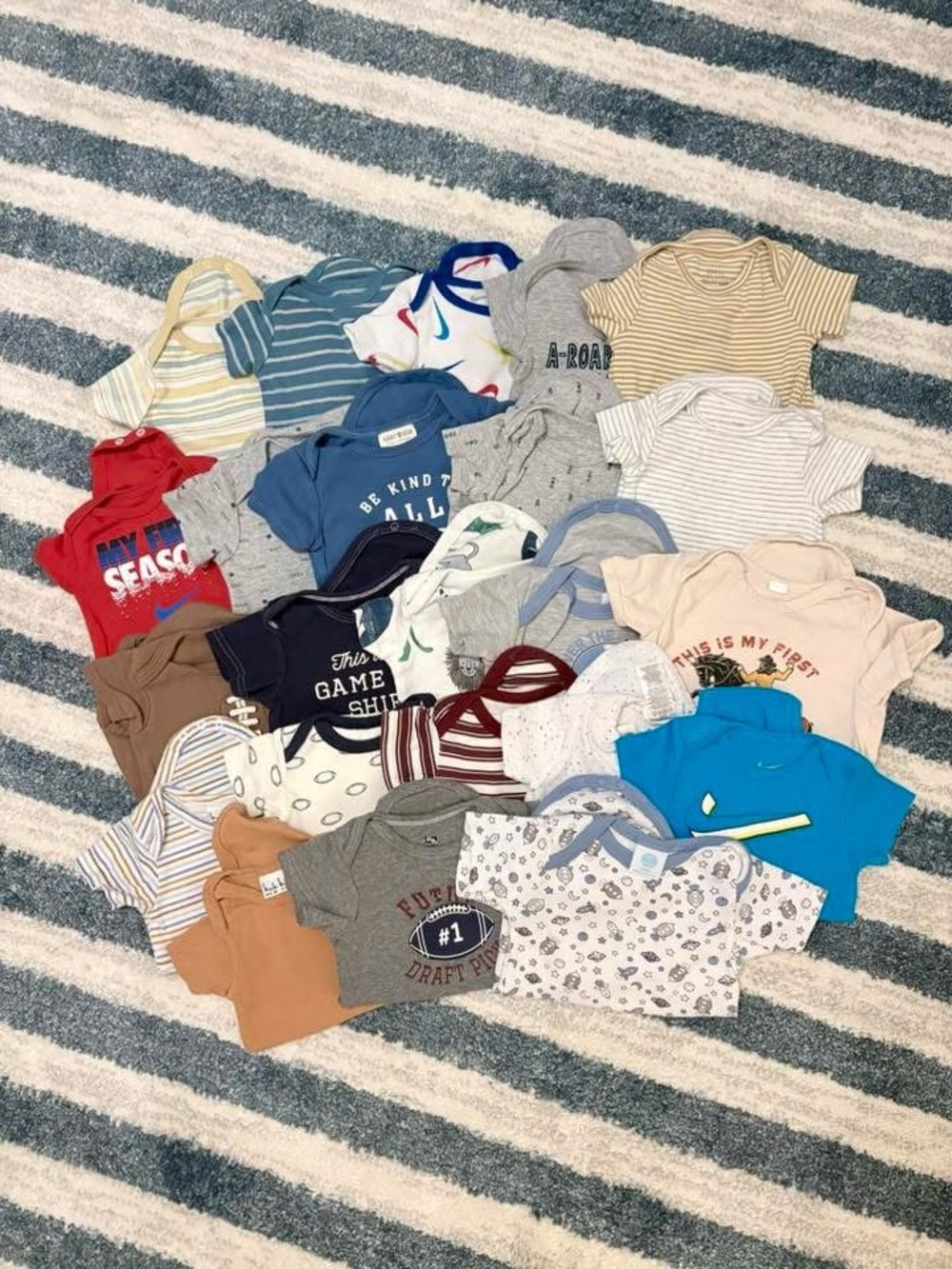 6-9mo Baby Boys Multi-Pack Short Sleeve Bodysuits - Assorted Colors MOSTLY NEW